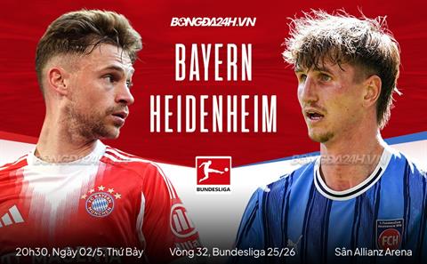 Nhận định Bayern Munich vs Heidenheim 20h30 ngày 2/5 (Bundesliga 2025/26)