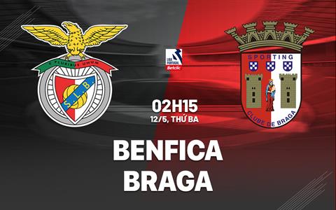 Nhận định bóng đá Benfica vs Braga 2h15 ngày 12/5 (VĐQG Bồ Đào Nha 2025/26)