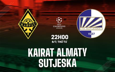 Nhận định bóng đá Kairat Almaty vs Sutjeska 22h00 ngày 8/7 (Champions League 2025/26)