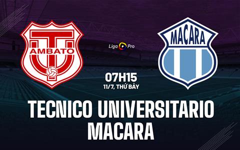 Nhận định Tecnico Universitario vs Macara 7h15 ngày 11/7 (VĐQG Ecuador 2026)