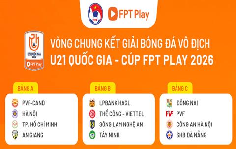 Lịch thi đấu U21 Quốc gia 2026: Cập nhật đầy đủ các trận đấu