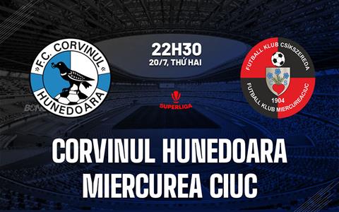 Nhận định Corvinul Hunedoara vs Miercurea Ciuc 22h30 ngày 20/7 (VĐQG Romania 2026/27)