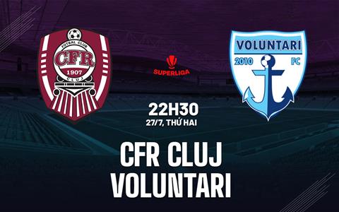 Nhận định bóng đá CFR Cluj vs Voluntari 22h30 ngày 27/7 (VĐQG Romania 2026/27)