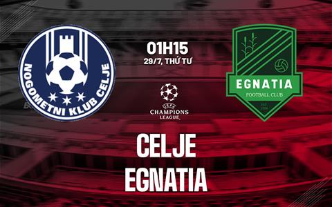 Nhận định bóng đá Celje vs Egnatia 1h15 ngày 29/7 (Champions League 2026/27)