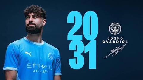 Gvardiol gia hạn hợp đồng với Man City đến năm 2031