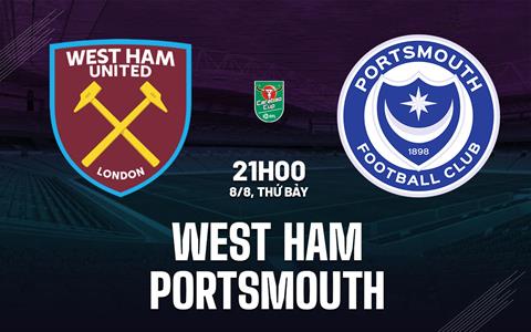Nhận định bóng đá West Ham vs Portsmouth 21h00 ngày 8/8 (Cúp Liên đoàn Anh 2026/27)