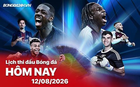 Lịch thi đấu, trực tiếp bóng đá hôm nay 12/08/2026: PSG vs Aston Villa