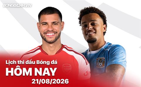 Lịch thi đấu, trực tiếp bóng đá hôm nay 21/08/2026: Arsenal vs Coventry City