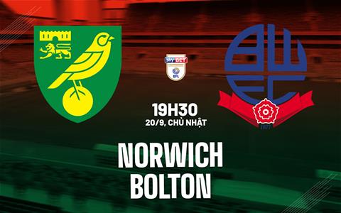 Nhận định bóng đá Norwich vs Bolton 19h30 ngày 20/9 (Hạng Nhất Anh 2026/27)