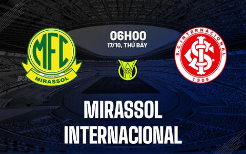 Nhận định bóng đá Mirassol vs Internacional 6h00 ngày 17/10 (VĐQG Brazil 2026)