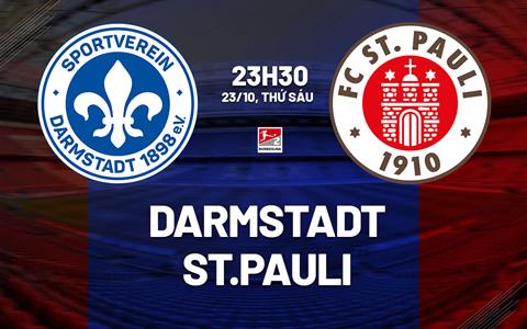 Nhận định bóng đá Darmstadt vs St.Pauli 23h30 ngày 23/10 (Hạng 2 Đức 2026/27)