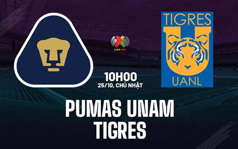 Nhận định bóng đá Pumas UNAM vs Tigres 10h00 ngày 25/10 (VĐQG Mexico 2026/27)