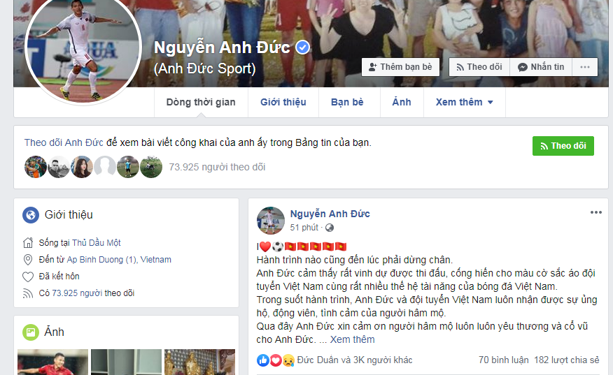 Anh Duc noi loi chia tay DTQG thong qua trang facebook ca nhan