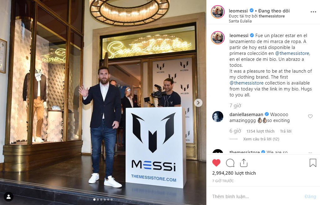 Thương hiệu thời trang của Messi chính thức ra mắt