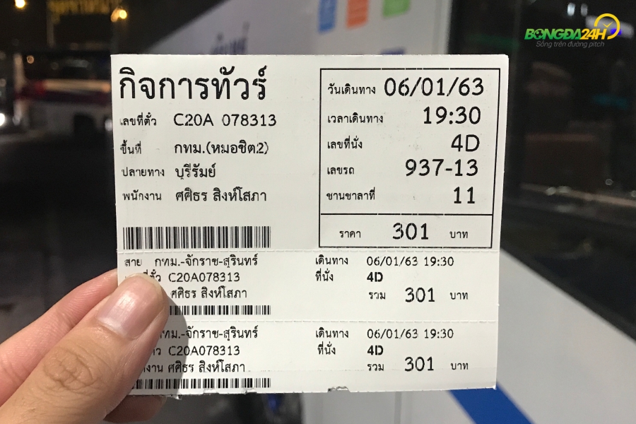 Ve xe bus tu Bangkok di Buriram co gia 301 bath