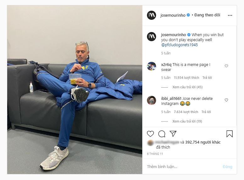Jose Mourinho và Instagram Tưởng không hợp mà hợp không tưởng hình ảnh