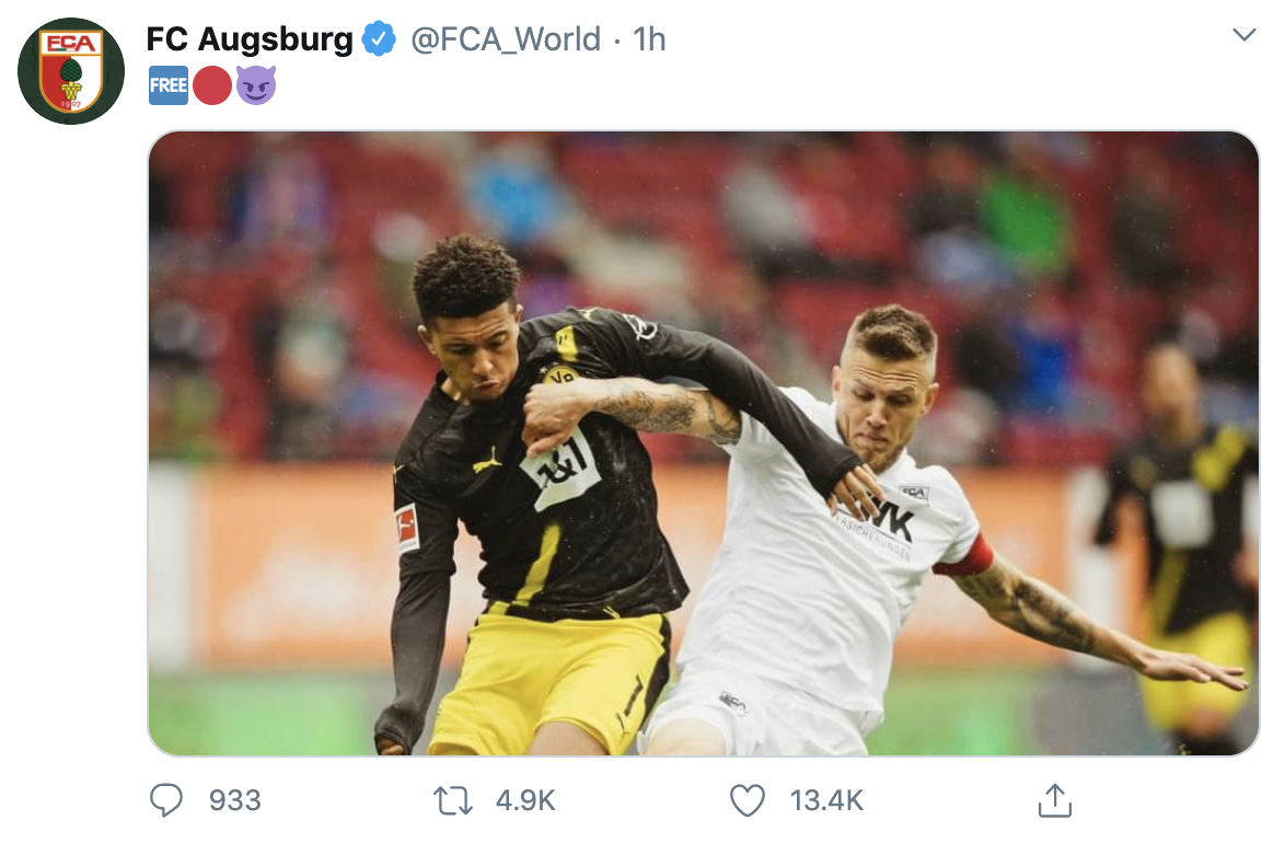 Augsburg yêu cầu Dortmund trả tự do cho Jadon Sancho hình ảnh