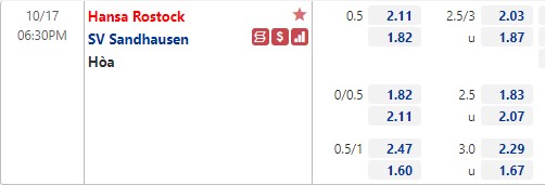 Tỷ lệ Hansa Rostock vs Sandhausen