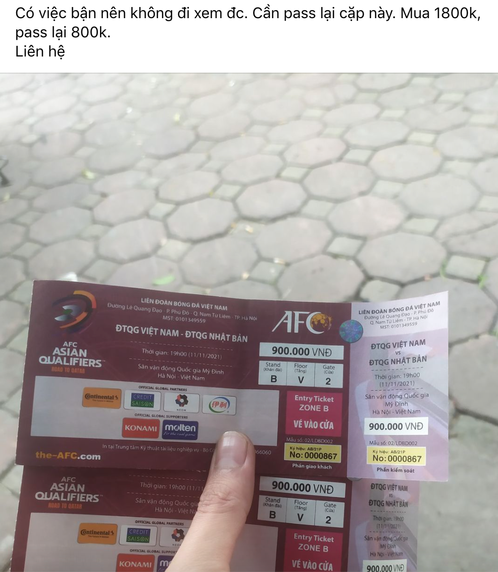 Thê thảm giá vé xem bóng đá Việt Nam vs Nhật Bản