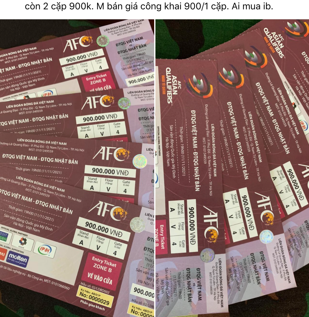 Thê thảm giá vé xem bóng đá Việt Nam vs Nhật Bản