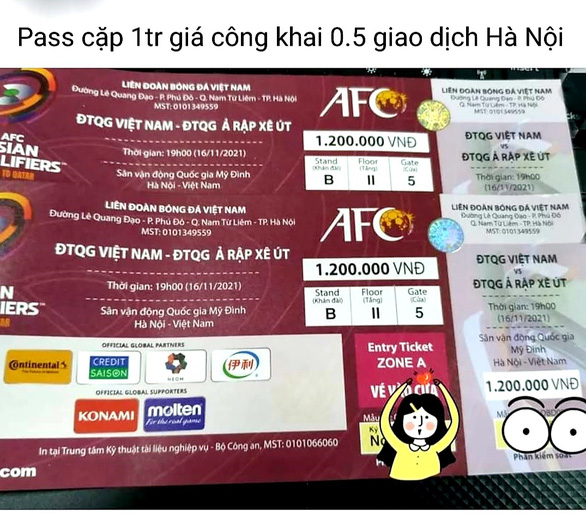 Giá vé trận Việt Nam đấu Trung Quốc tại VL World Cup 2022 hình ảnh