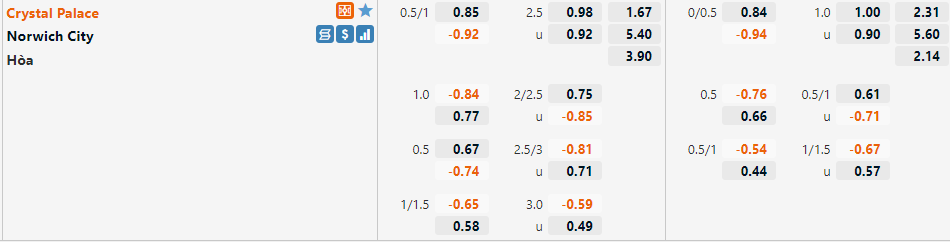 Crystal Palace vs Norwich