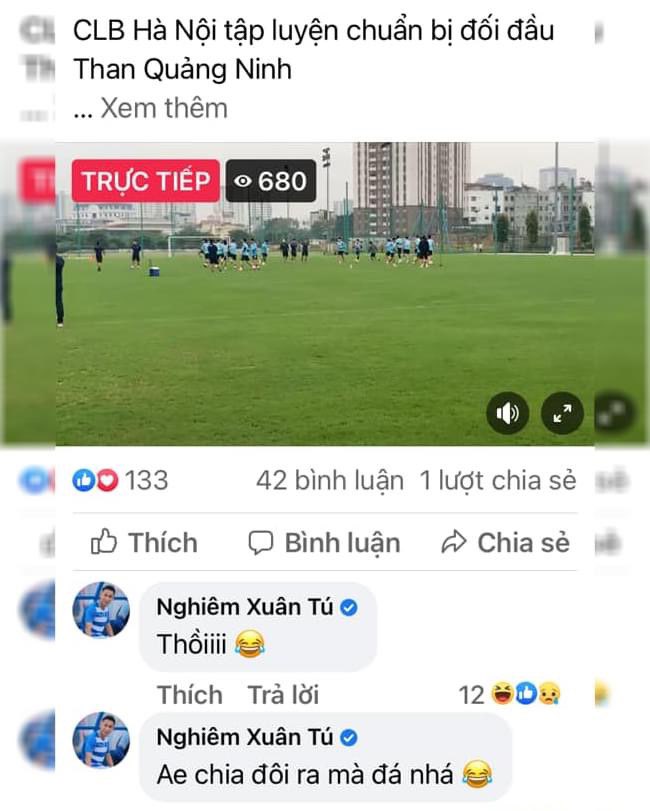 Nghiêm Xuân Tú nhắn nhủ các cầu thủ Hà Nội tự chia đội mà đá với nhau