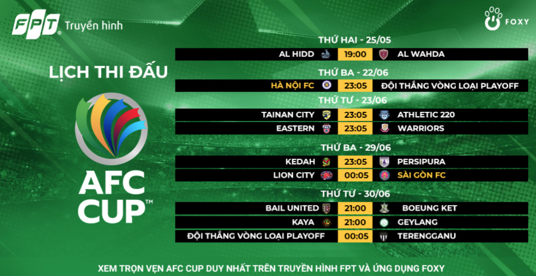 Lịch thi đấu AFC Cup 2020/21 _ 2