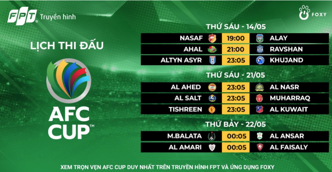 Lịch thi đấu AFC Cup 2020/21 _ 1