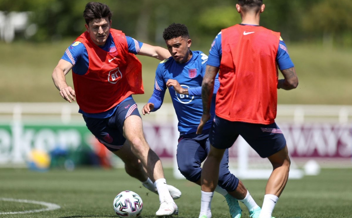 Maguire trong buổi tập của ĐT Anh