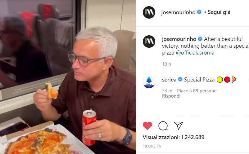 HLV Jose Mourinho đánh chén pizza sau chiến thắng hình ảnh HLV Jose Mourinho đánh chén pizza sau chiến thắng hình ảnh