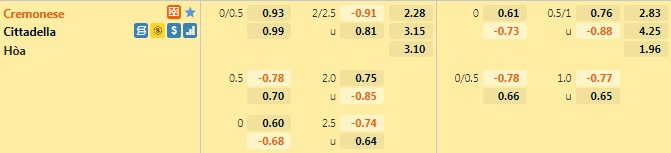 Cremonese vs Cittadella