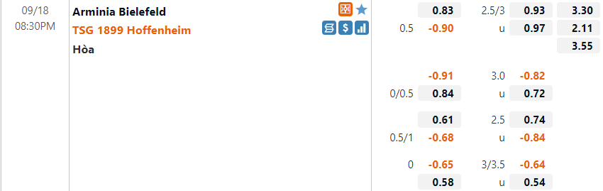 Tỷ lệ Bielefeld VS Hoffenheim Tỷ lệ Bielefeld VS Hoffenheim