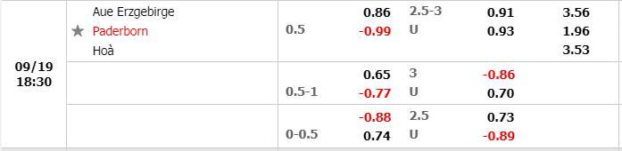 Tỷ lệ Erzgebirge Aue vs Paderborn