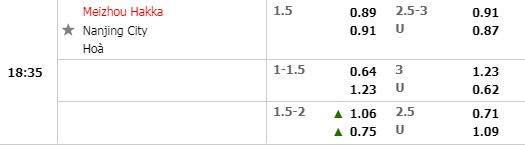 Tỷ lệ Meizhou Hakka vs Nanjing City Tỷ lệ Meizhou Hakka vs Nanjing City