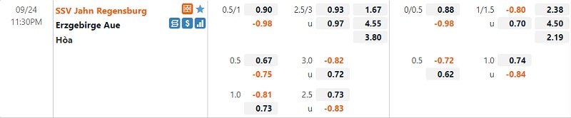 Tỷ lệ Jahn Regensburg vs Erzgebirge Aue Tỷ lệ Jahn Regensburg vs Erzgebirge Aue