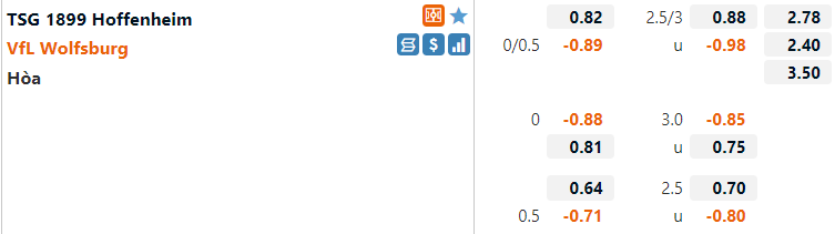 Tỷ lệ Hoffenheim vs Wolfsburg