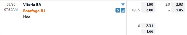 Tỷ lệ Vitoria vs Botafogo