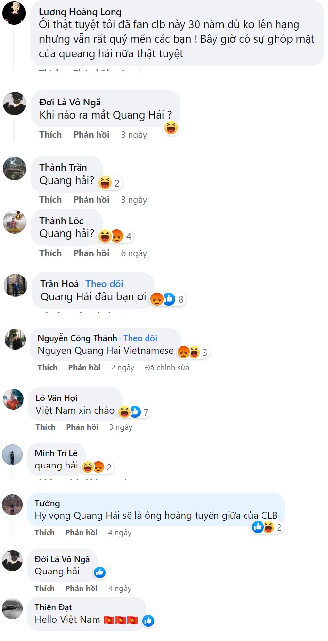 CdV Viet Nam binh luan tren facebook cua Paris FC va Nantes