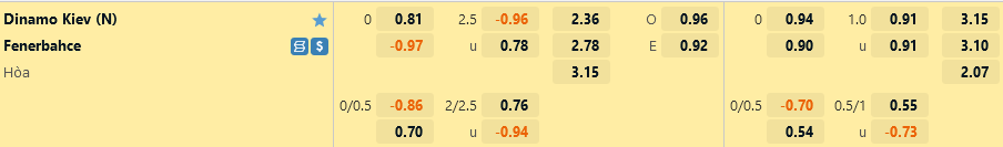 Dinamo Kiev vs Fenerbahce