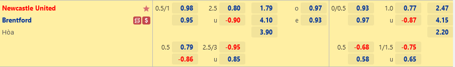 Tỷ lệ Newcastle vs Brentford Ty le Newcastle vs Brentford