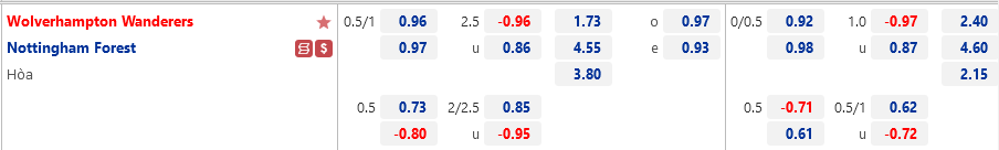 Ty le Wolves vs Nottingham