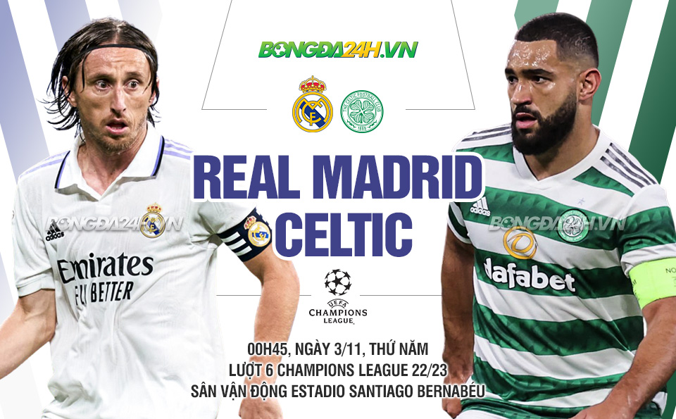 Real Madrid vs Celtic vong bang Champions League
