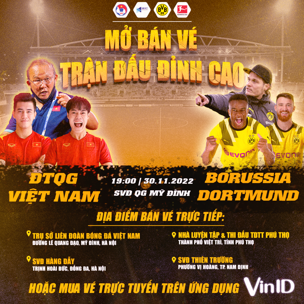 Mở bán vé trực tiếp trận Việt Nam đấu Dortmund 1