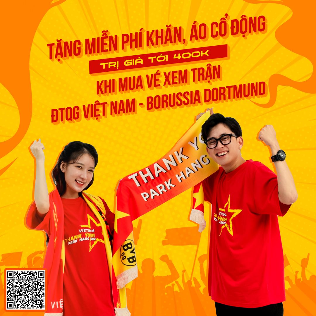 Nhận quà khi mua vé xem Việt Nam vs Dortmund 1