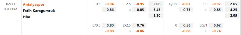 Tỷ lệ Antalyaspor vs Fatih Karagumruk