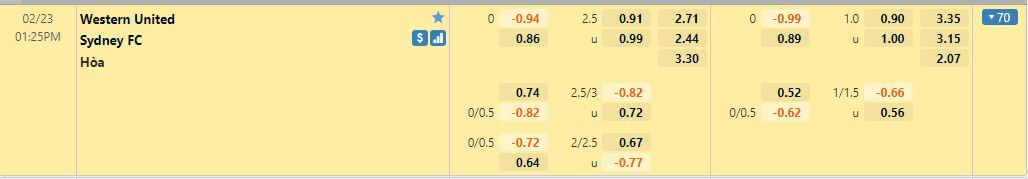 Tỷ lệ kèo Newcastle Jets vs Western Sydney