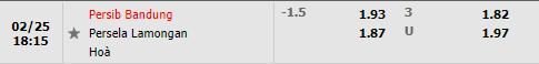 Tỷ lệ Persib Bandung vs Persela Lamongan