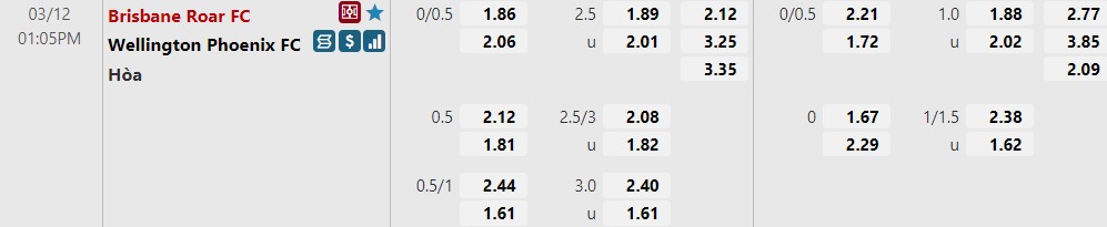 Brisbane Roar vs Wellington Phoenix