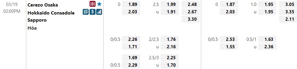 Cerezo Osaka vs Sapporo
